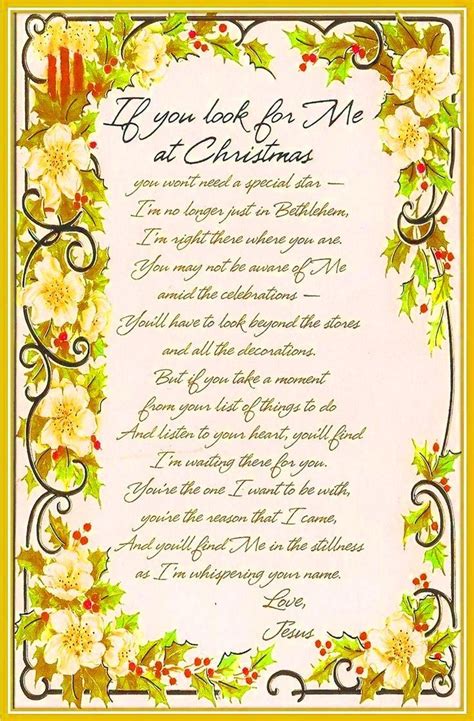 If You Look For Me At Christmas Poem Printable