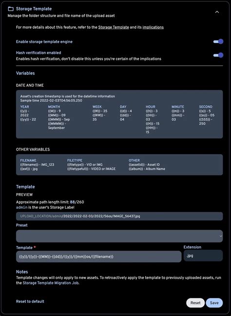 Immich Storage Template