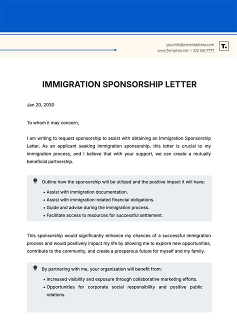 Immigration Sponsor Letter Template