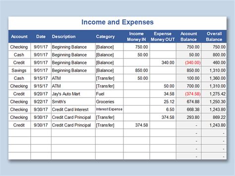 Income And Expense Excel Template Free