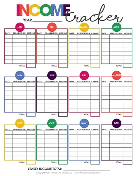 Income Tracker Free Printable