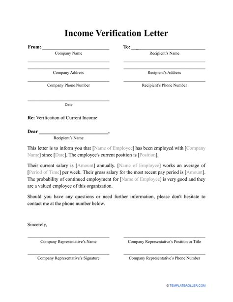 Income Verification Template
