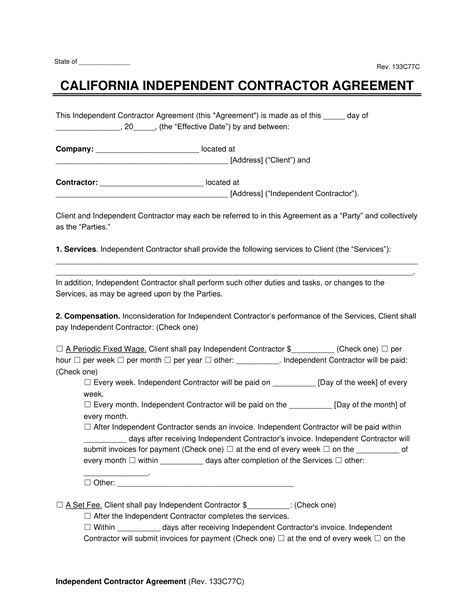 Independent Contractor Agreement Template California