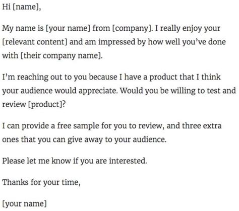 Influencer Email Template