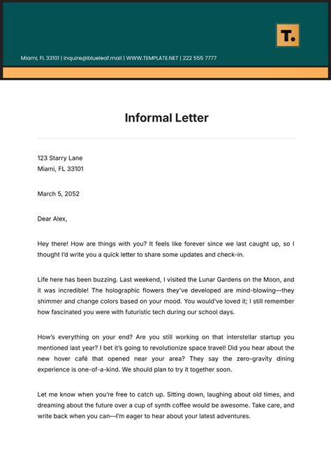 Informal Letter Template
