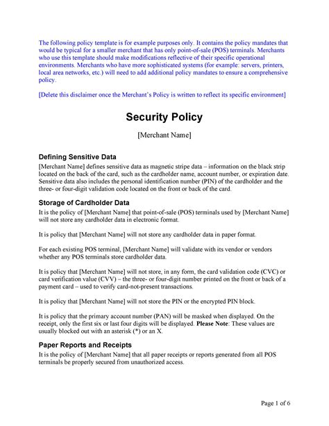 Information Security Policy Template
