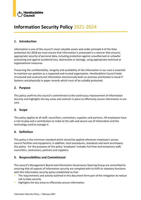 Information Security Policy Template For Small Business