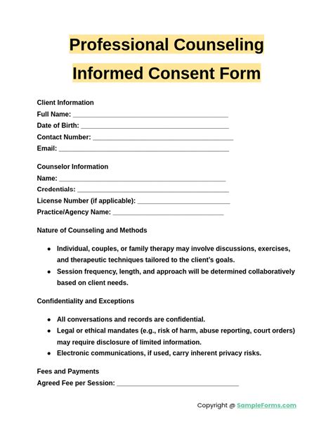 Informed Consent For Minors In Counseling Template