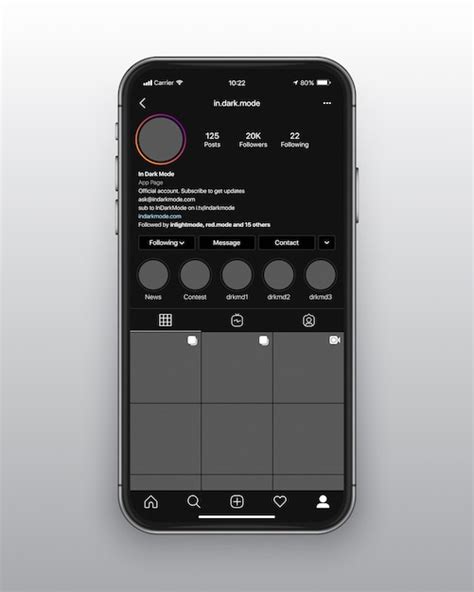 Instagram Profile Template Dark Mode