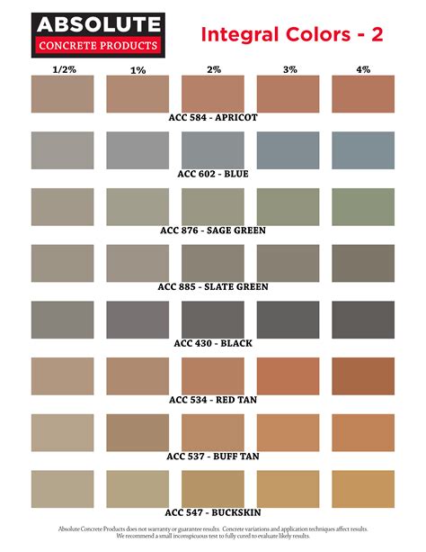 Integral Concrete Color Chart
