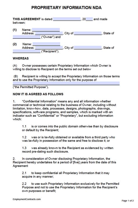 Intellectual Property Nda Template