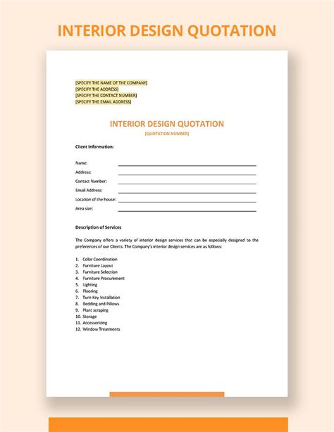 Interior Design Quotation Template