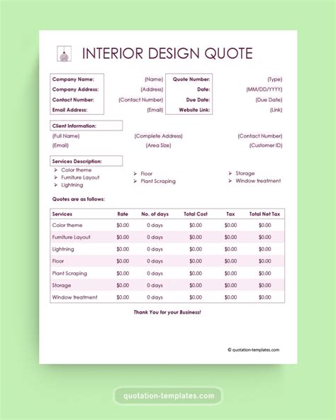 Interior Design Quote Template