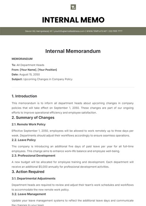 Internal Memorandum Template