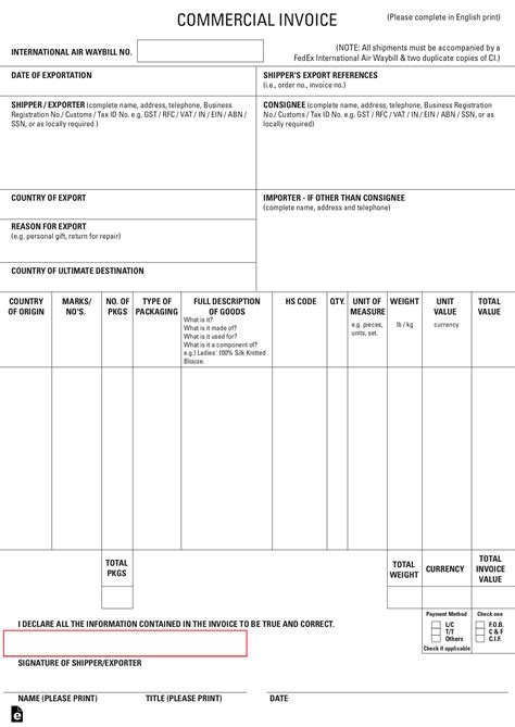 International Invoice Template