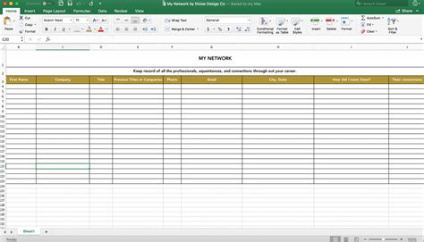 Internship Spreadsheet Template
