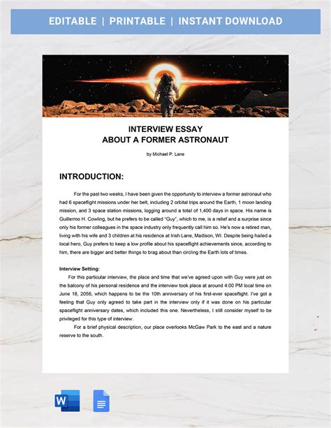 Interview Essay Template