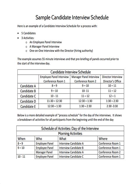 Interview Schedule Template