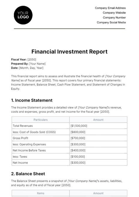 Investment Report Template