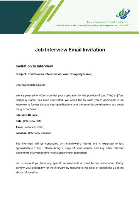 Invitation To Interview Email Template