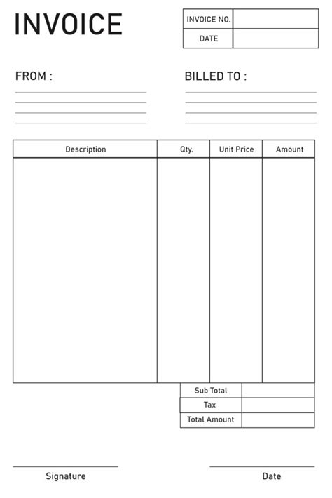 Invoice Blank Printable Free