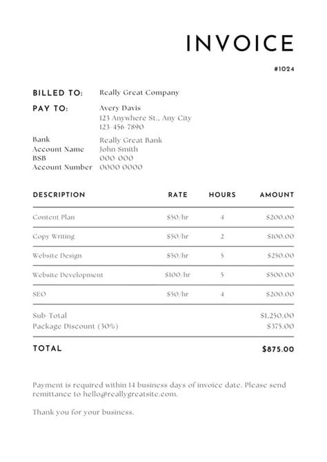 Invoice Template Canva