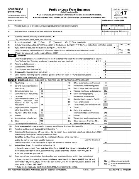 Irs Profit And Loss Statement Form