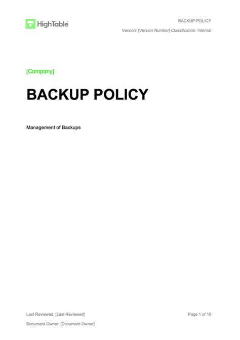 Iso 27001 Backup Policy Template