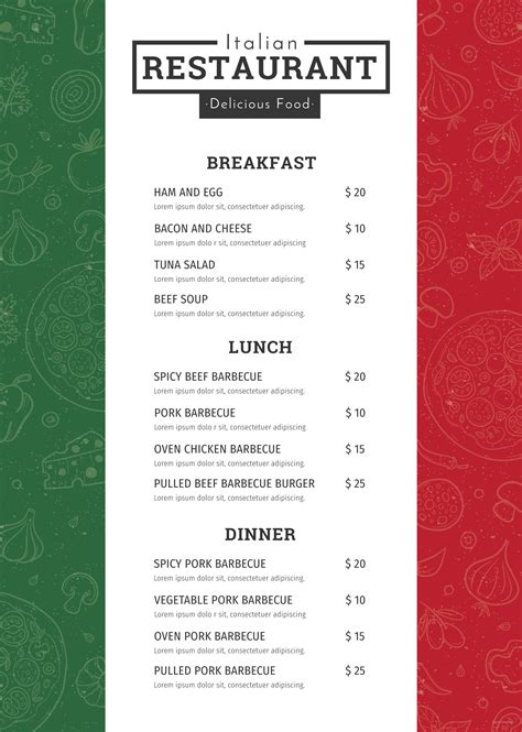 Italian Menu Template