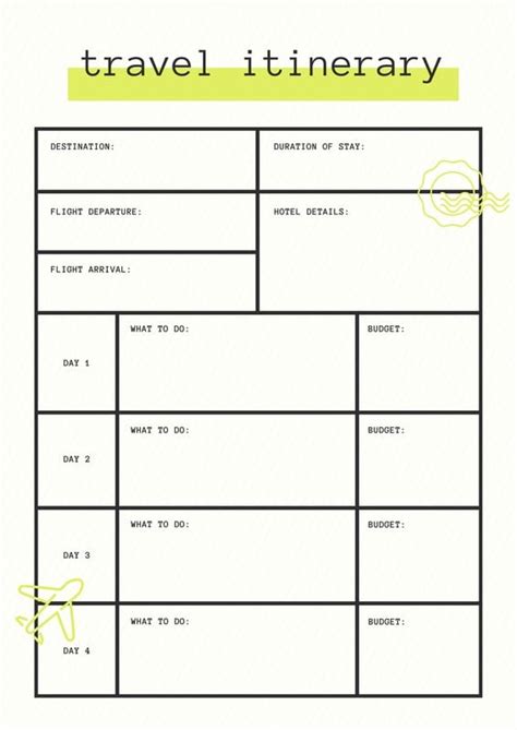 Itinerary Planner Templates