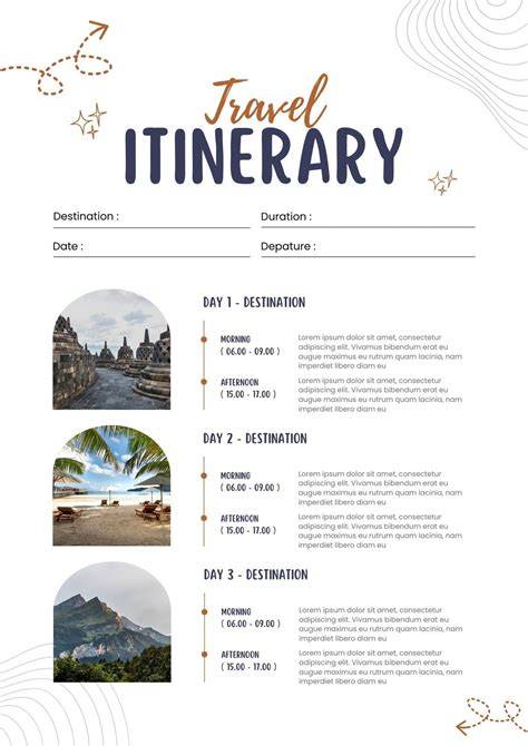Itinerary Template For Travel