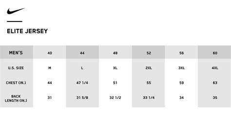 Jersey Size Chart Nfl