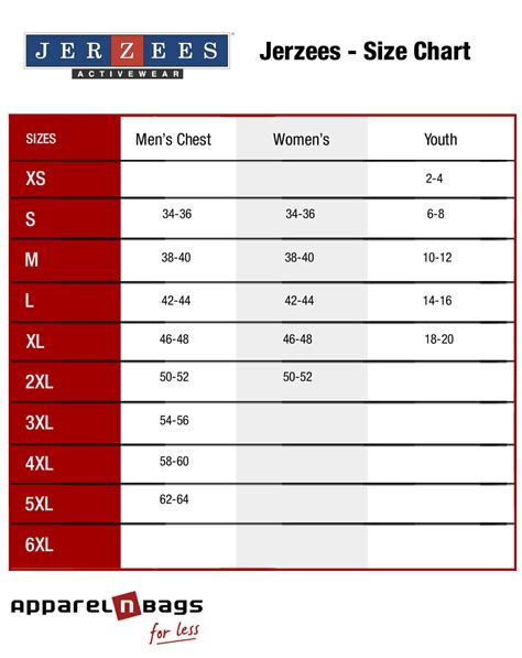 Jerzees Size Chart Youth