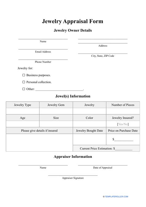 Jewelry Appraisal Template