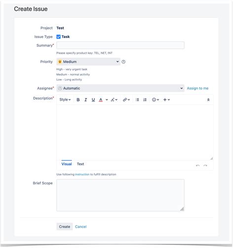 Jira Create Issue Template