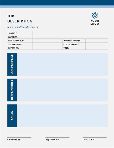 Job Description Template Word Free Download