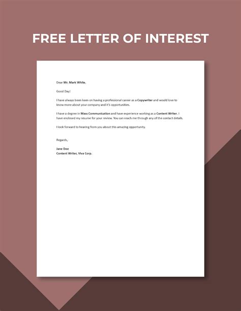 Job Interest Letter Template
