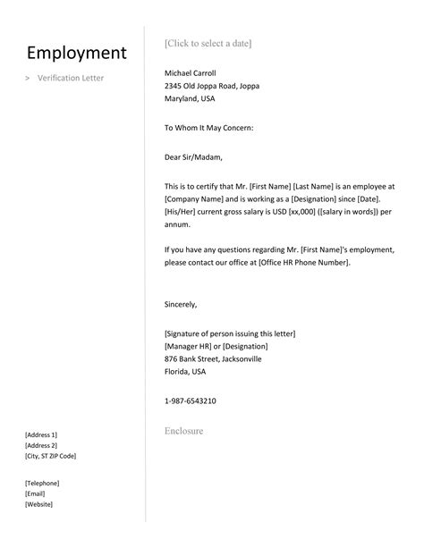 Job Letter Template From Employer
