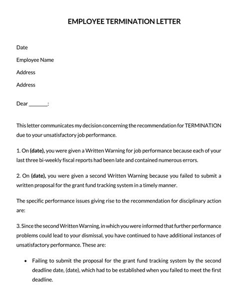 Job Termination Letter Template
