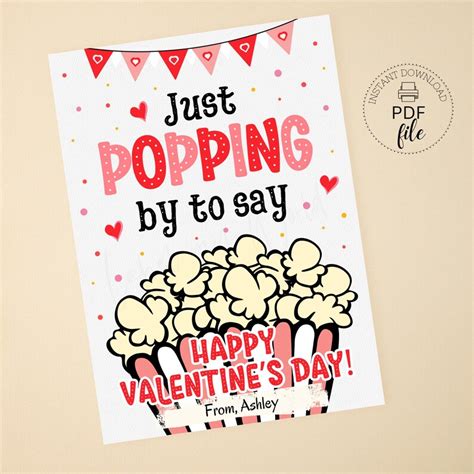 Just Popping Through With A Valentine For You Printable