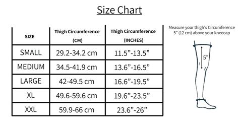 Knee Compression Sleeve Size Chart