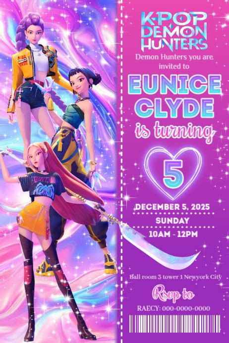 Kpop Demon Hunters Birthday Invitation Template