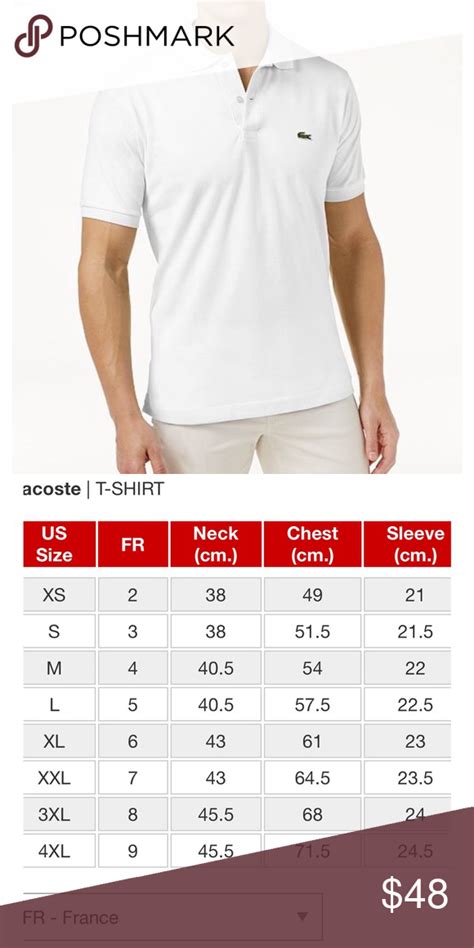 Lacoste Polo Shirt Size Chart