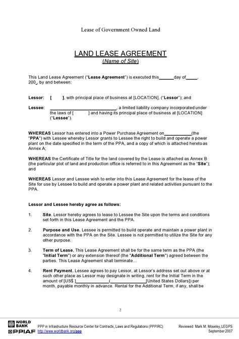 Land Lease Contract Template