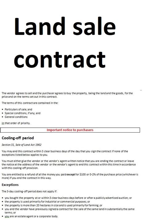 Land Sale Contract Template