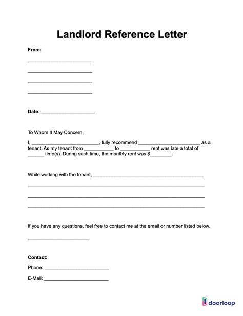 Landlord Reference Template