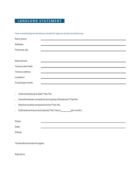 Landlord Statement Template