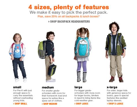 Lands End Backpack Size Chart