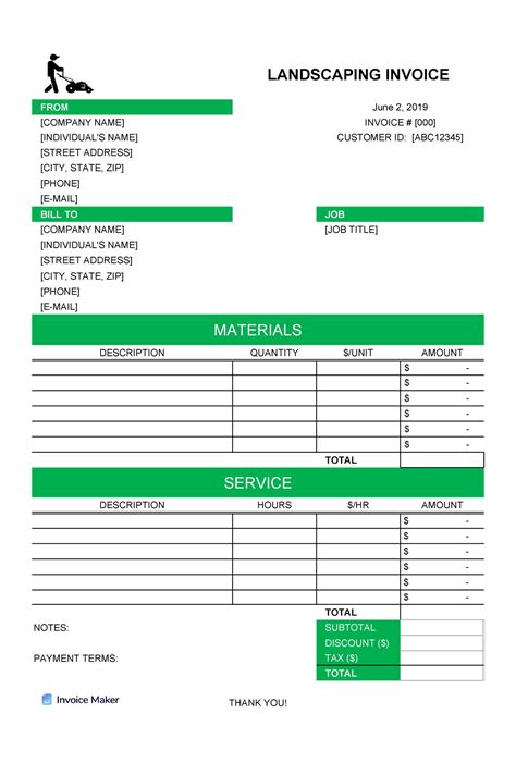 Landscaping Invoice Template