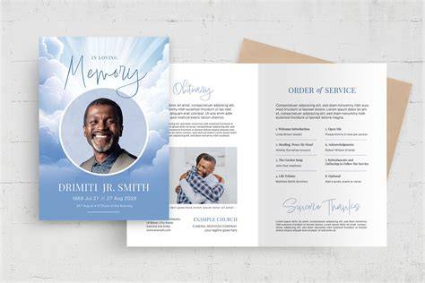 Large Funeral Program Template With Three Photo On Cover
